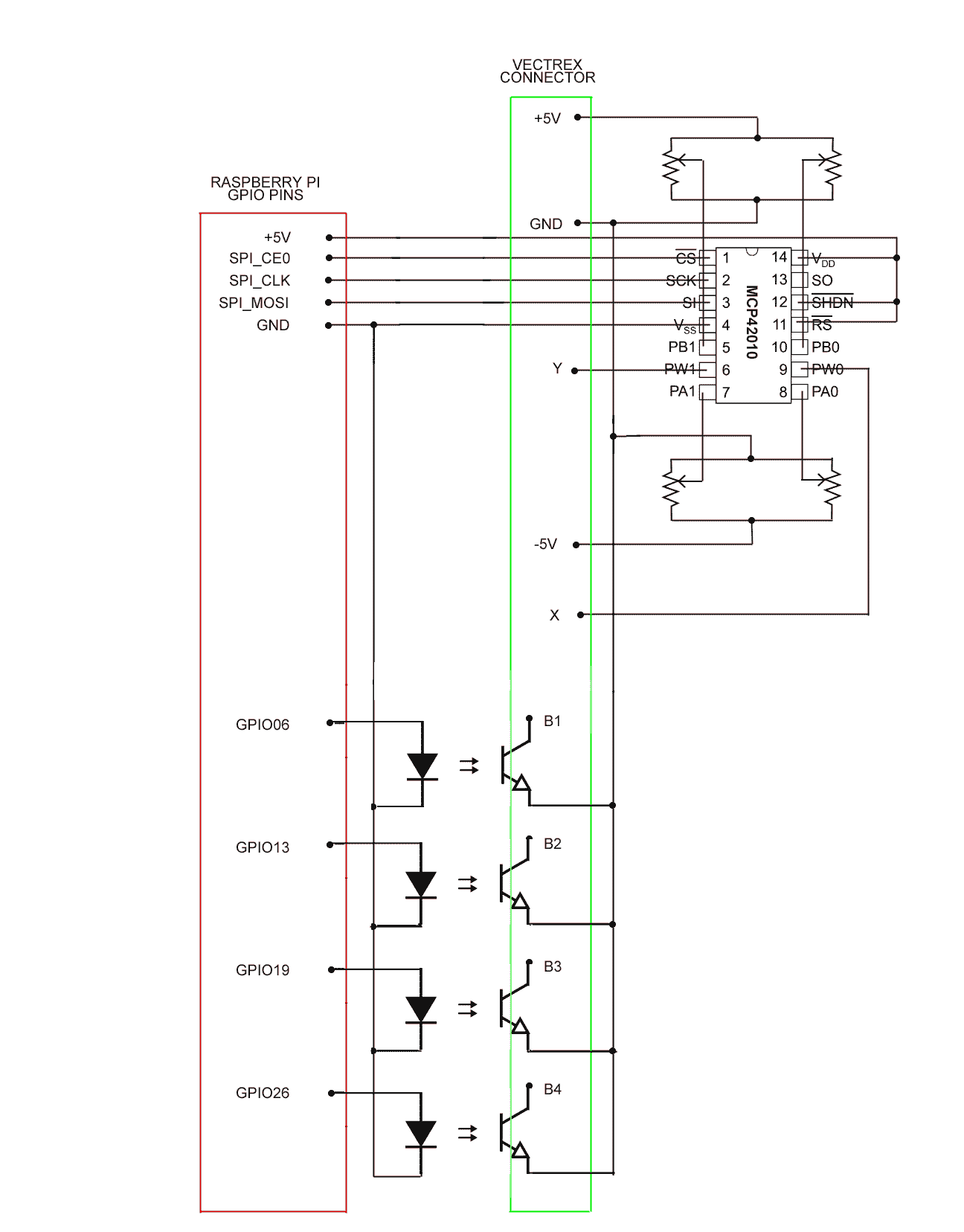 USB to Vectrex adapter circuit diagram